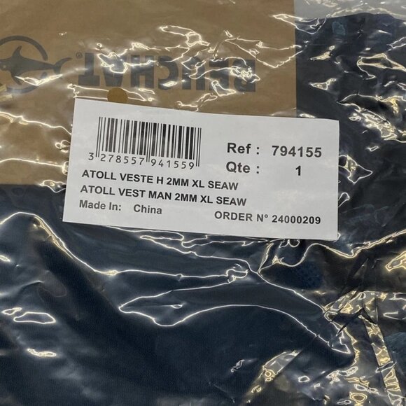 Beuchat Men’s Wetsuit Jacket Teal Blue Size XL/5 Atoll Full Zipped Seaweed Print - Picture 9 of 9